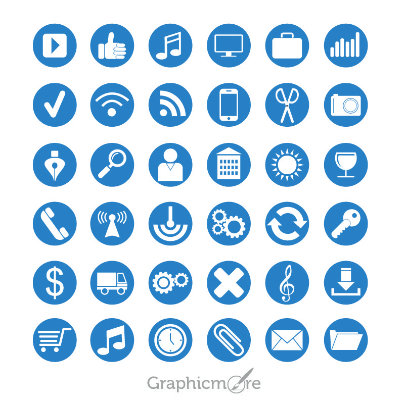 36 flat icons set design free vector download by graphicmore