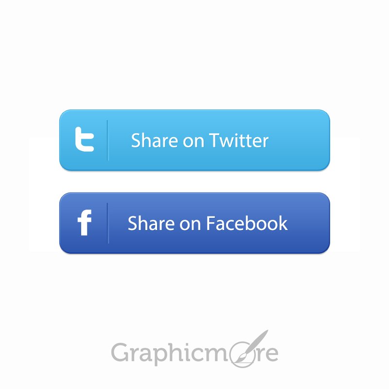 Facebook And Twitter Social Share Buttons Free Psd File