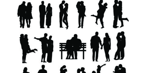 21 Lovers Silhouettes Design Free Vector File