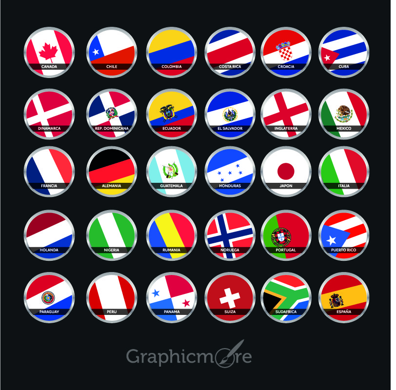 Countries Flag Icons Pack Free Vector File