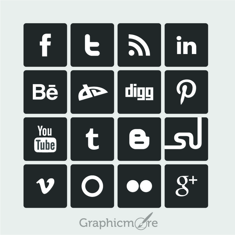 16 Simple Social Media Icons Design Free Vector File