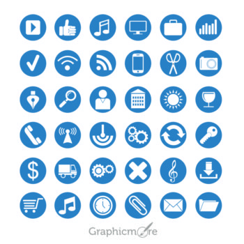 36 Flat Icons Set Design Free Vector Download by GraphicMore