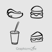 Food Black Outline Icons Set Free Vector File