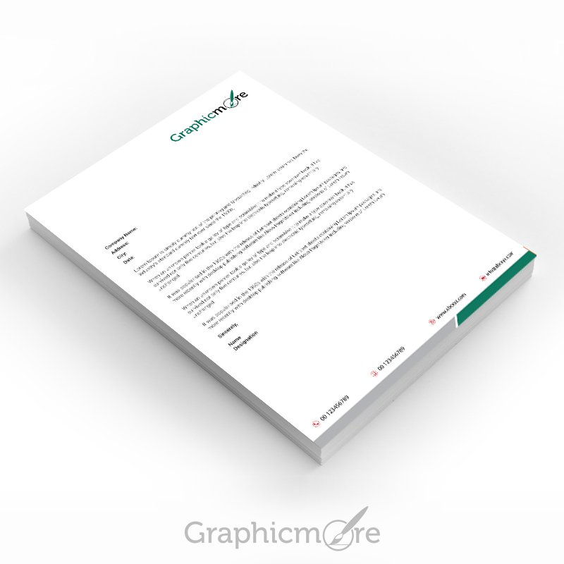 Green Corporate Letterhead Design Free PSD File