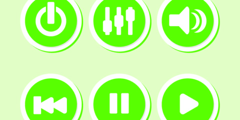 Green Media Player Controls Free Vector File
