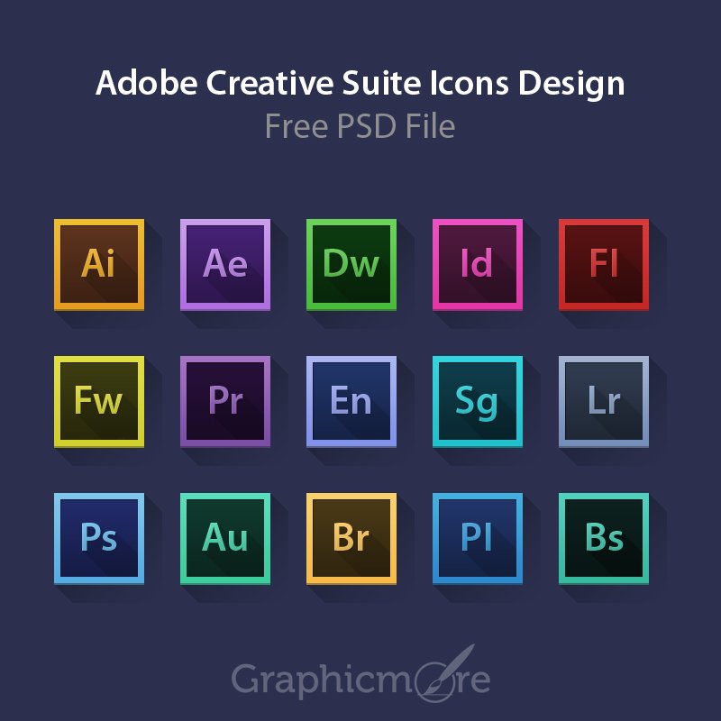 Adobe Creative Suite Icons Design Free PSD File Download