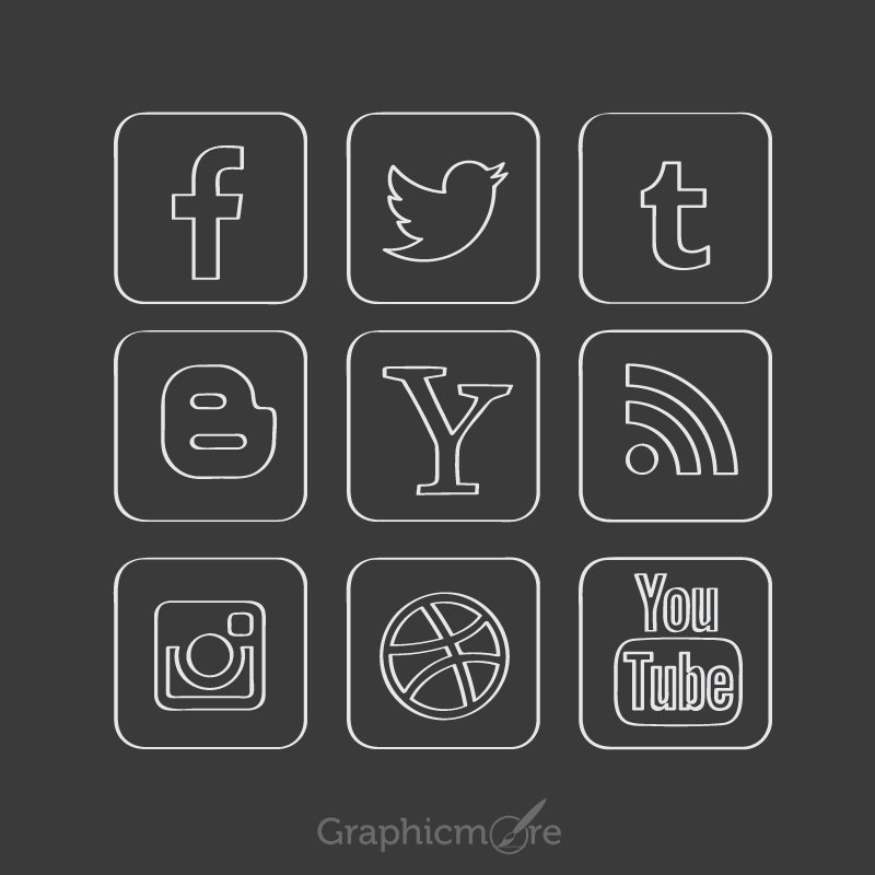 Chalkboard Social Media Icons Set Design Free Vector File