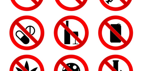 No Drugs Icons Set Design Free Vector File