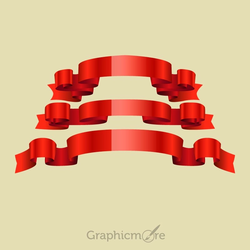 Red Ribbon Sets Design Free Vector File Download by GraphicMore