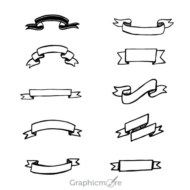 10 Best Hand Drawn Ribbons Design Free Vector File