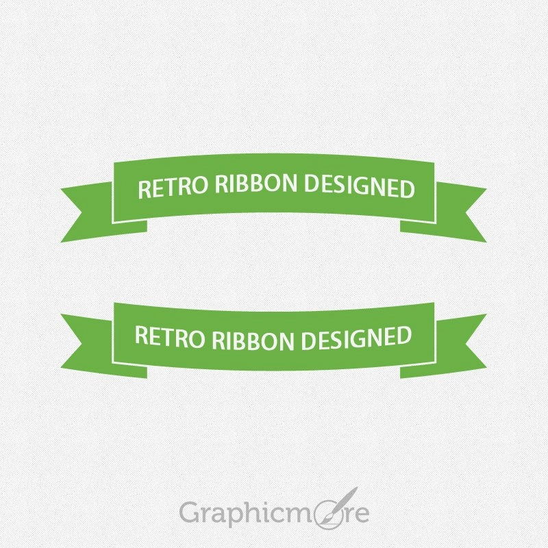 Flat Retro Green Ribbons Design Free PSD File Download