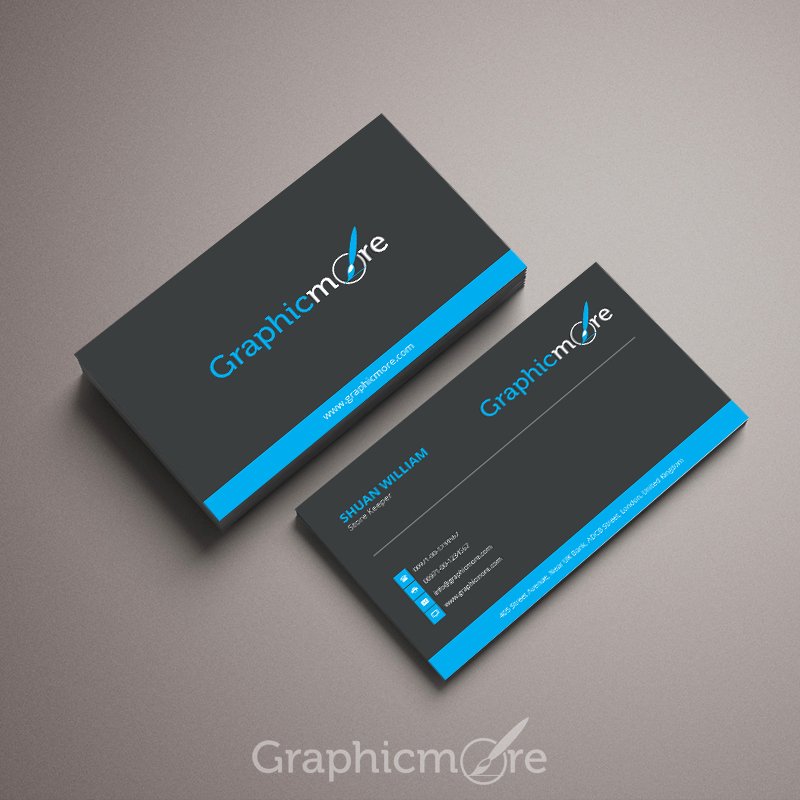 Black & Blue Business Card Template & Mockup Design Free PSD File