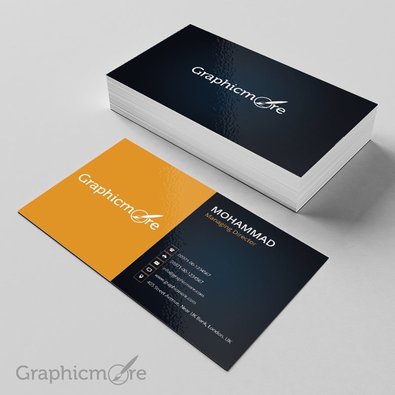 Black & Yellow Business Card Template & Mockup Design Free PSD File