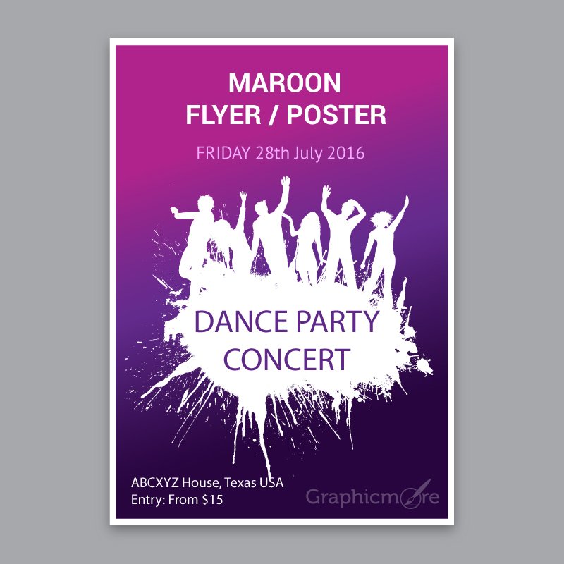 Concert Party Maroon Flyer or Poster Design Free Vector File by GraphicMore