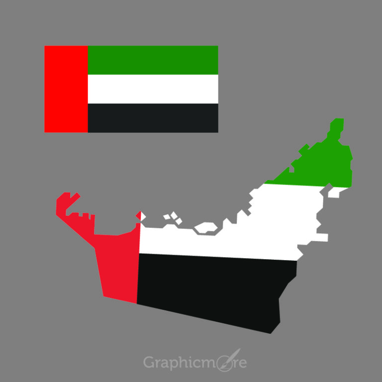 UAE Flag and Map Design Free Vector File Download