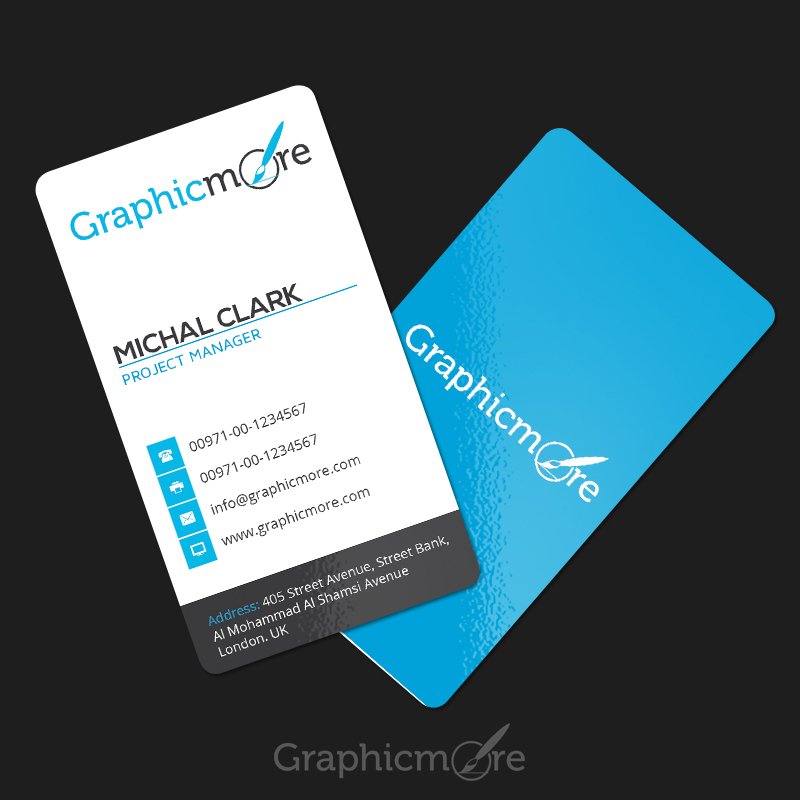 Clean Vertical Rounded Corner Business Card Template Design Free PSD
