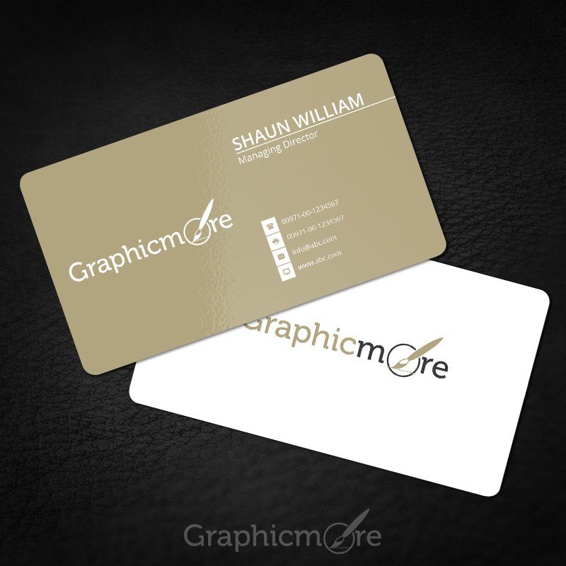 Rounded Corner Gold Business Card Template Mockup Free PSD