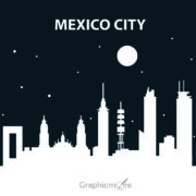 Mexico City Skyline At Night Free Vector File Design