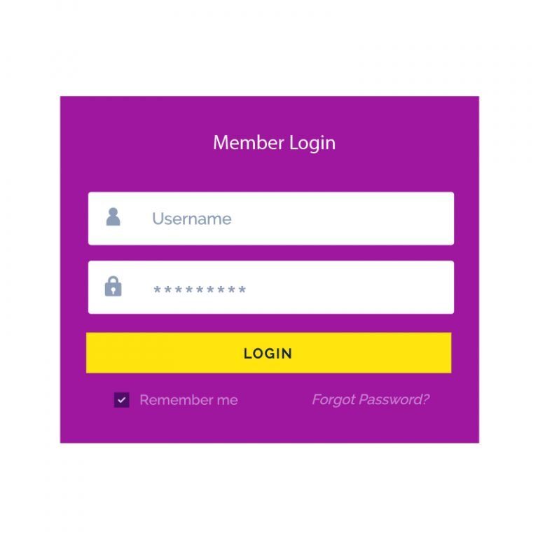 puple-member-login-form-ui-template-vector-design