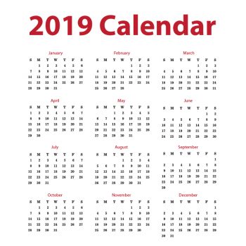Clean 2019 Calendar Free Vector Design Download