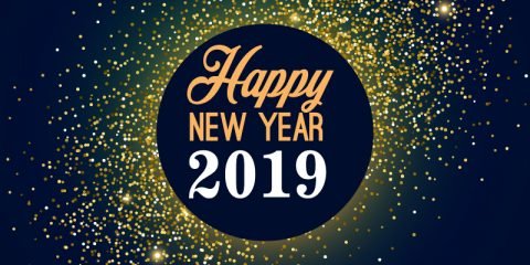 Happy New Year 2019 Greeting Free Vector Card Design