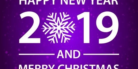 Happy New Year and Merry Christmas Purple Card Design