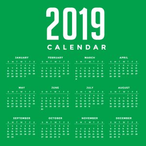 Minimal Green New Year 2019 Calendar Design by GraphicMore