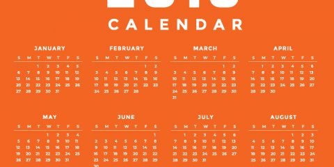 Minimal Orange New Year 2019 Calendar Design by GraphicMore