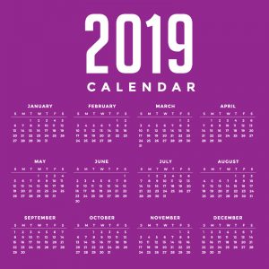Minimal Purple New Year 2019 Calendar Design by GraphicMore
