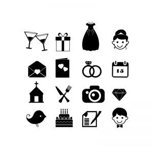 16 Wedding Icons Collection Free Vector Download