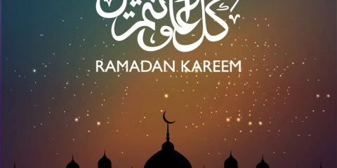 Ramadan Kareem Greeting Dark Banner Design Free Vector