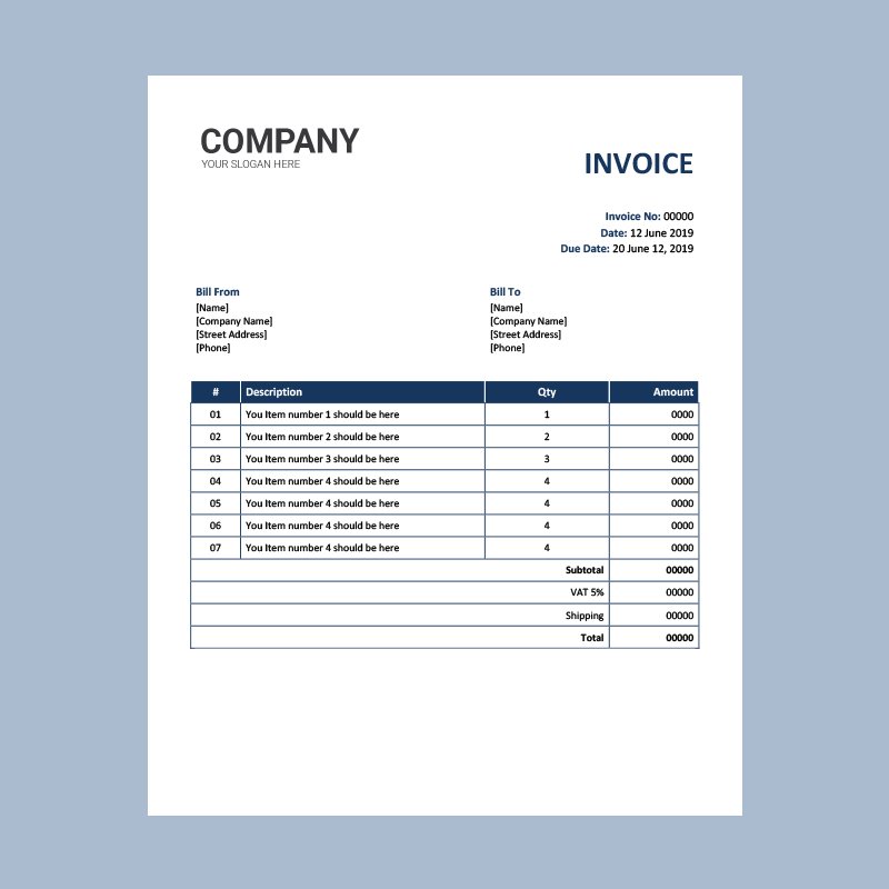 where is the invoice template in word