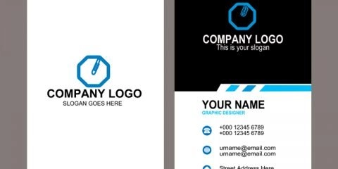 Company Vertical Business Card Template Design Free PSD Download