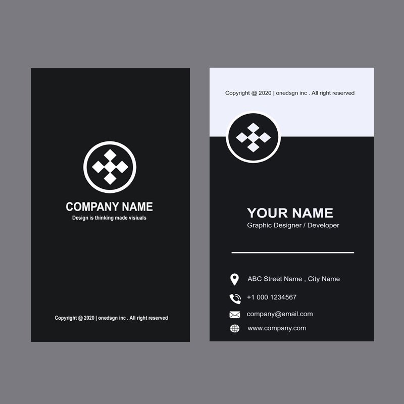 Download Design Media Company Black Vertical Business Card Design Free Psd