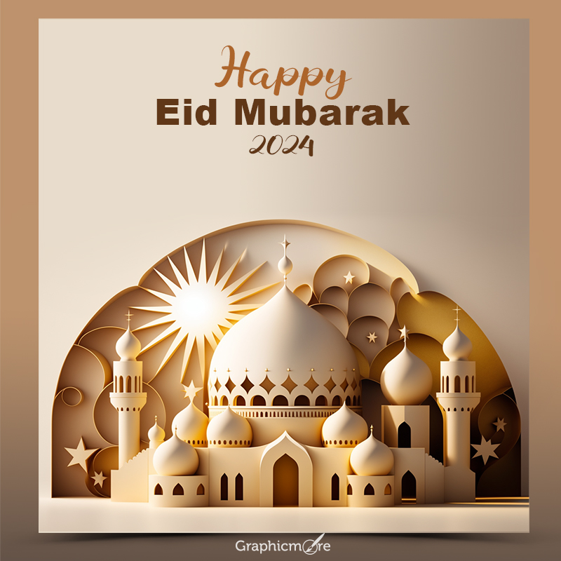 Happy Eid-ul-Fitr Mubarak Greeting Card free PSD download format